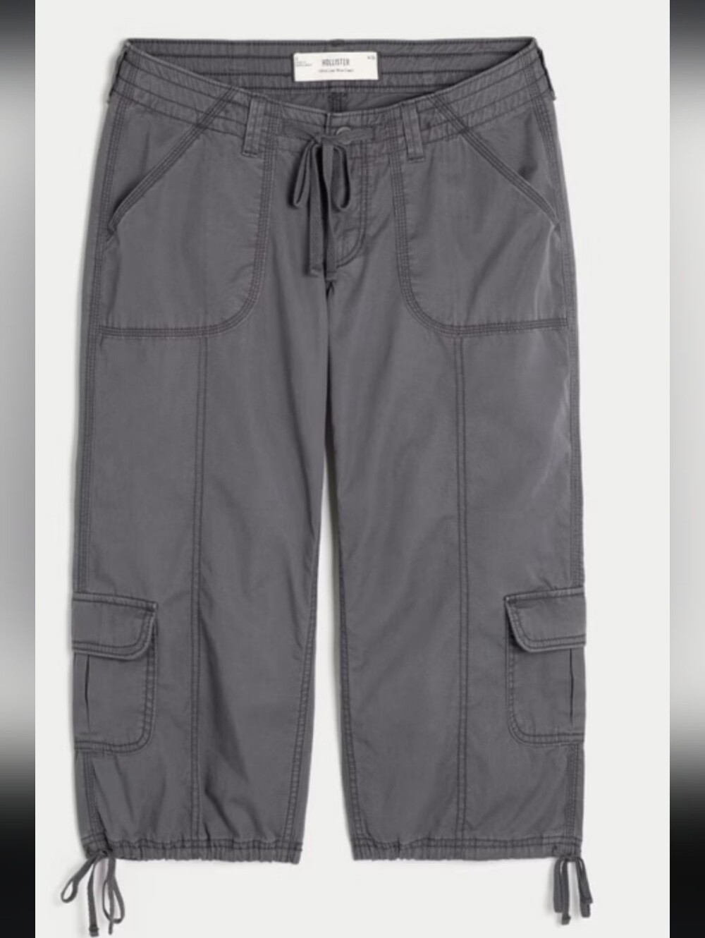 Hollister Charcoal Cargo Drawstring Capris